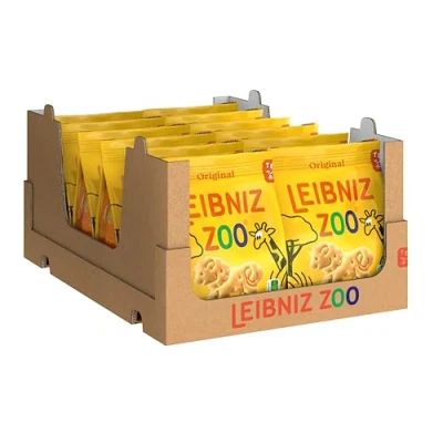 Abbildung von LEIBNIZ ZOO Original, 12er Pack, Butterkekse mit Motiven aus der Tierwelt, knusprige kleine Kekse, Großpackung als Vorrat oder zum Verkauf (12 x 125 g)