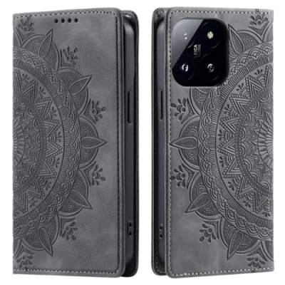 Abbildung von CoverKingz Handyhülle für Xiaomi 14 Handytasche mit Kartenfach Phone Case Cover Handy Hülle klappbar Motiv Mandala Grau