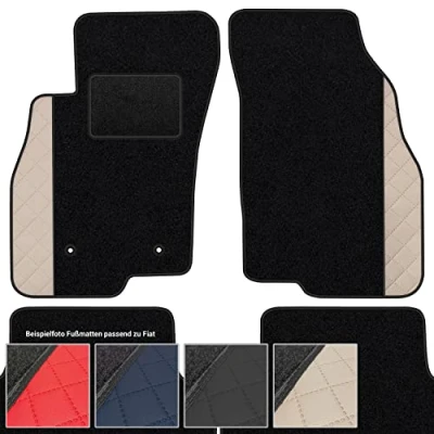 Abbildung von moto MOLTICO Fußmatten Auto Velours Autoteppiche Schwarz Automatten Set 4 teilig Auffälliges Design passend für FIAT 500L ab 2012 (Beiges Muster)