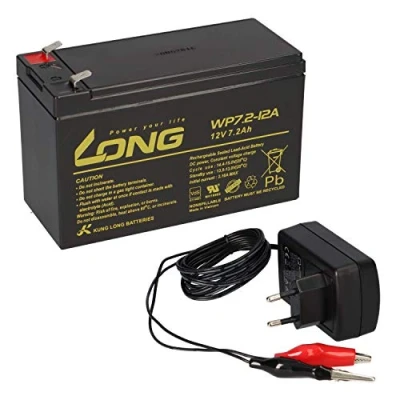 Abbildung von AGM BLEI AKKU Batterie 12V 7,2Ah mit VDs + LADEGERÄT passend 7Ah 8Ah 9Ah 9,5Ah USV BLEIGEL Gel