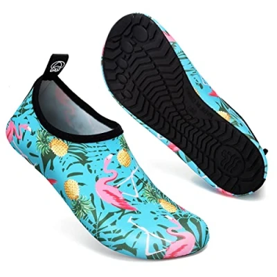 Abbildung von Mabove Badeschuhe Wasserschuhe Schwimmschuhe Damen Strandschuhe Aquaschuhe Barfussschuhe Neopren Surfschuhe(Flamingo Blau,38/39 EU)