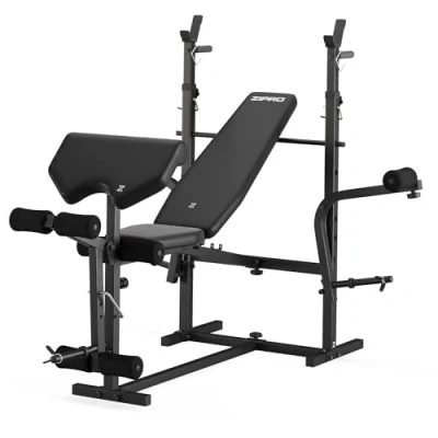 Abbildung von Zipro olympisches Hantelbank Set Ripped, mit Beinentwickler, Curlpult, Ablage und Butterfly, Kraftstation verstellbare Rückenlehne Sitzkissen, 270kg, Multifunktion Trainingsbank