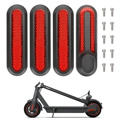Abbildung von Yungeln 4er Set Scooter Ersatzteiil Seitenabdeckungen mit Rückstrahler aus Kunststoff kompatibel für 1S / M365 Pro2 Elektroscooter Rot
