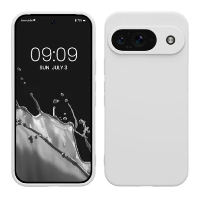 Abbildung von kwmobile Handyhülle kompatibel mit Google Pixel 9 Hülle Handy Case aus weichem Silikon in Weiß matt