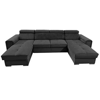 Abbildung von All4All Ecksofa mit Schlaffunktion Fondi II Wohnlandschaft in U Form 320x184 cm Big XXL Sofa Schlafsofa 2 Bettkasten Farbe wählbar Modern Veloursstoff 19