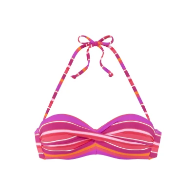 Abbildung von s.Oliver Bandeau Bikinitop, Damen, Größe: 40xA, Pink bedruckt