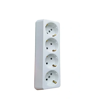 Abbildung von NEU 4 fach Aufputz Steckdose Hergestellt im EU Mehrachstecker Steckdosenleiste Steckdosen Koppler Ohne Kabel (4 Fach, Weiß)