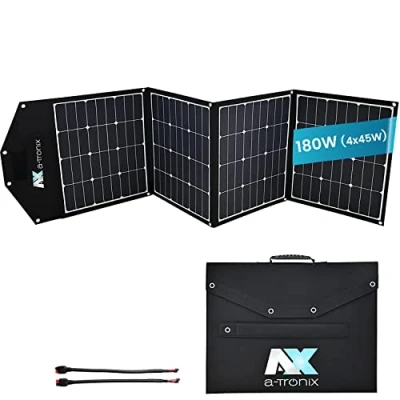 Abbildung von a TroniX® 180W Solartasche 0% MwSt §12 III UstG 4x45W faltbares Solarpanel für Outdoor Einsatz, Camping, Wohnmobil Boote, Solarmodul faltbar wasserabweisend Anschluss an Solarladeregler Powerstation