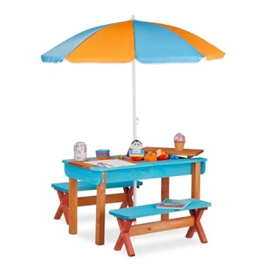 Abbildung von relaxdays Kindersitzgruppe Garten mit Sonnenschirm