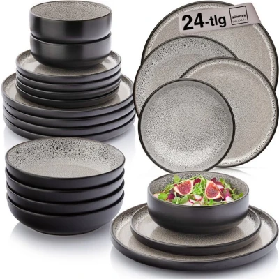 Abbildung von SÄNGER Tafelservice Luxor Geschirrset (24 tlg), 6 Personen, Steingut, Braun Beige, Handmade, Erweiterbar, VALUE COLLECTION