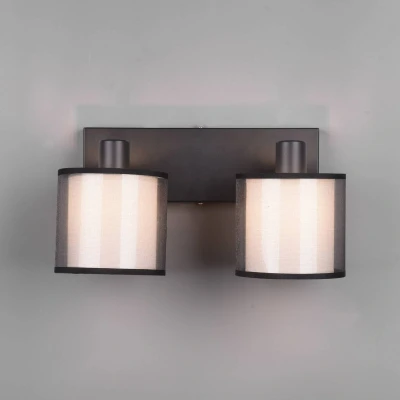 Abbildung von Trio Leuchten Deckenleuchte Burton 811400232, Metall Schwarz matt, Schirm Stoff weiß, exkl. 2x E14