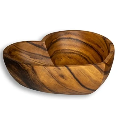 Abbildung von levandeo Schüssel Akazie 30x6cm Herz Holz Design Schale Obstschale Obstkorb Brotkorb Unikat Tischdeko