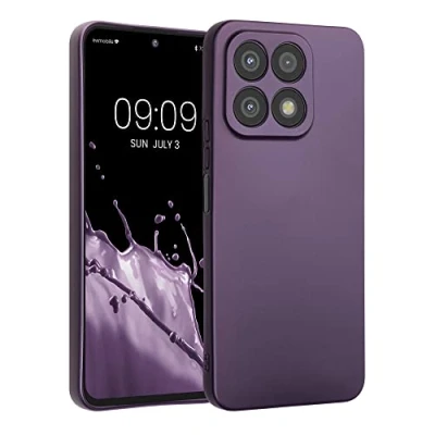 Abbildung von kwmobile Handyhülle kompatibel mit Honor X8a Hülle weiche Silikon Case metallisch schimmernd in Metallic Brombeere