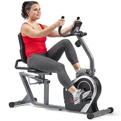 Abbildung von Sunny Health &amp; Fitness Heimtrainer für zu Hause, magnetisches Liegerad mit 8 Widerstandsstufen, LCD Monitor, Herzfrequenz Griff, 136 kg Gewichtskapazität SF RB4616S
