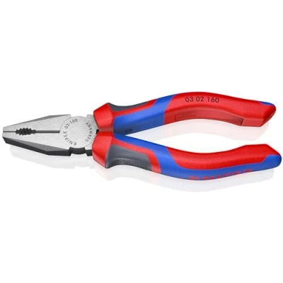 Abbildung von Knipex Kombizange schwarz atramentiert, mit Mehrkomponenten Hüllen 160 mm (SB Karte/Blister) 03 02 SB