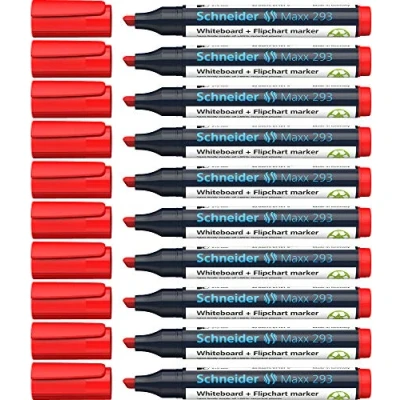 Abbildung von Schneider Maxx 293 Whiteboardmarker (Strichstärke: 2+5 mm, nachfüllbar) 10er Packung rot