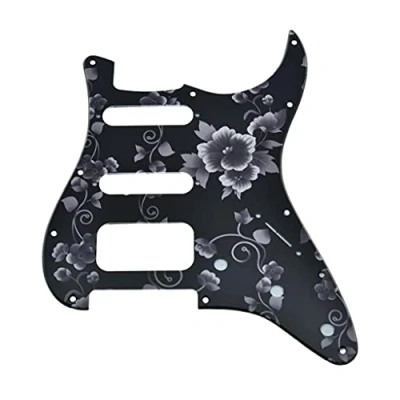 Abbildung von KAISH Northwest Guitars Schlagbrett für Stratocaster, 11 Löcher, 2 Schrauben, runde Ecken, Humbucking, Tonabnehmer, Halterung, passend American Fender Strat Blumenmuster
