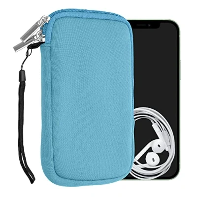 Abbildung von kwmobile Handytasche für Smartphones L 6,5&quot; Neopren Handy Hülle Hellblau Tasche 16,5 x 8,9 cm Innenmaße