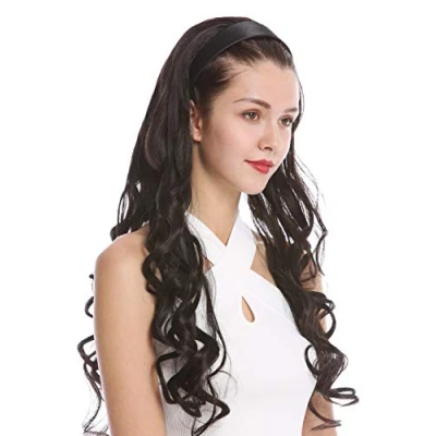 Abbildung von WIG ME UP TYW60871H 4 Halbperücke Haarteil Extension Haarreif Haarband Dunkelbraun Braun Locken gelockt sehr lang 70 cm