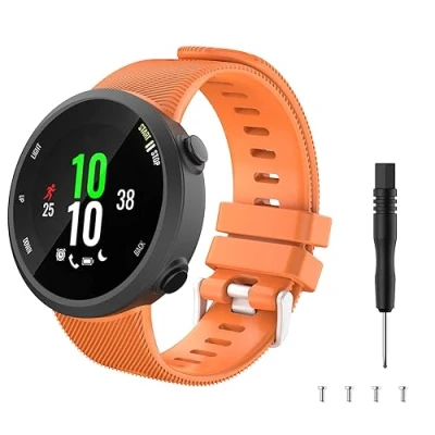 Abbildung von TiMOVO Silikon Armband Kompatibel mit Garmin Forerunner 45 Farbig Replacement Uhrenarmband Sportarmband Schnellverschluss für 45, Orange