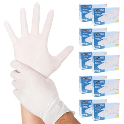 Abbildung von HYGOSTAR Nitrilhandschuhe Safe Light, puderfrei, weiß, 1 Karton = 10 Packungen 1000 Stück, Größe: XL