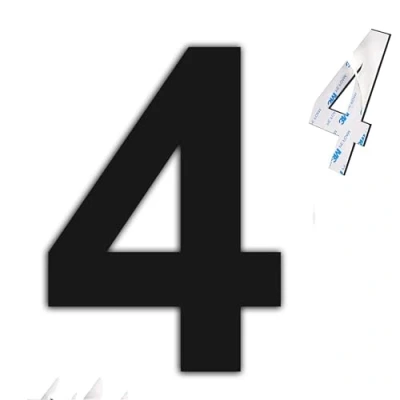 Abbildung von nanlyiau 3in/7.5cm selbstklebende Hausnummern Hausnummer Schwarz Matt Edelstahl Wasserdicht, Rostfest und Korrosionsbeständig (Paste Black 3in4)