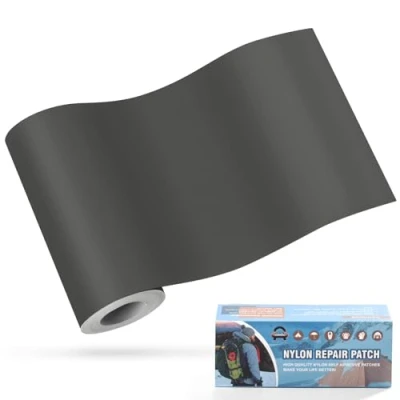 Abbildung von Nylon Selbstklebende Patches, OAZ 1 Rolle 10x160cm Selbstklebender Wasserdichte Reparatur Patch, Flicken Selbstklebend Dunkelgrau, für Zelte, Daunenjacke, Schlafsack, Tasche