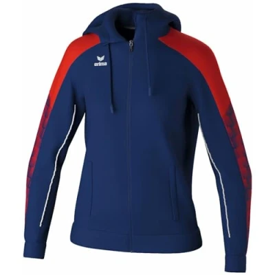 Abbildung von Erima Damen EVO STAR Trainingsjacke mit Kapuze (1032435), new navy/rot, 36