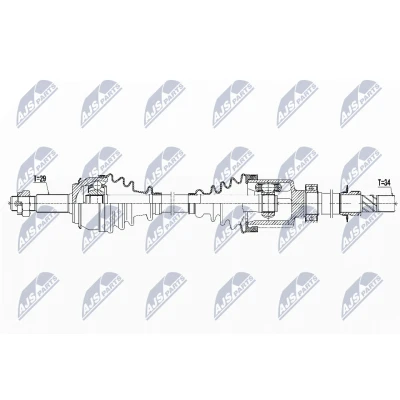 Abbildung von NTY NPW RE 126 Antriebswelle Vorderachse rechts 1009, 381 RENAULT: Kadjar