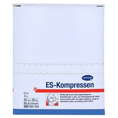 Abbildung von Es kompressen Steril 7,5x7,5 cm 8fach 25X2 St