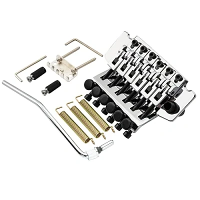 Abbildung von Musiclily Pro BL001 54mm Gitarre Double Locking Tremolo System Steg mit 34mm Messing Block für Floyd Rose Style E Gitarre, Chrom