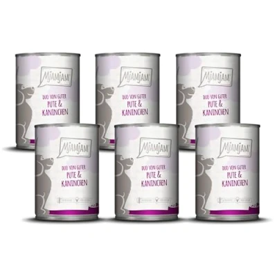 Abbildung von MjAMjAM Premium Nassfutter für Hunde DUO von guter Pute &amp; Kaninchen, 6er Pack (6 x 400g), getreidefrei mit extra viel Fleisch
