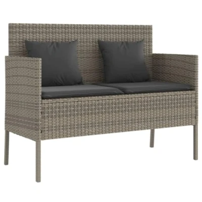 Abbildung von vidaXL Gartenbank mit Kissen Grau Poly Rattan (1 St)
