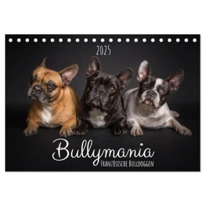Abbildung von Bullymania Französische Bulldoggen (Tischkalender 2025 DIN A5 quer), CALVENDO Monatskalender