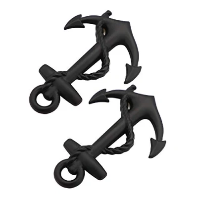 Abbildung von 2 x Anker Emblem, Chrom Metall Aufkleber, Auto Aufkleber für Logo aller Modelle (schwarz)