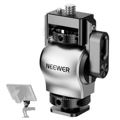 Abbildung von NEEWER Kamera Monitor Mount Halterung mit Cold Shoe, verdrehsichere 1/4&quot; Schraube 360 drehbar 180 Neigungsdämpfung kompatibel Atomos Ninja V/Shinobi 5&quot; und 7&quot; Feldmonitor, SmallRig Cage, MA013