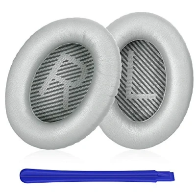Abbildung von TesRank Ohrpolster für Bose QuietComfort 35 ii &amp; Ersatz, Professionelle Earpads QC35 QC25 QC15 QC2 AE2 AE2i AE2w SoundTrue SoundLink Kopfhörer Silber