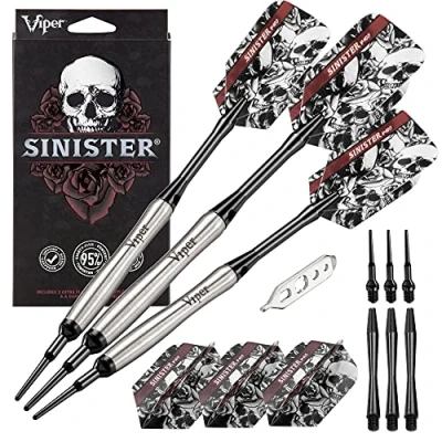 Abbildung von Viper by GLD Products Sinister 95% Tungsten Soft Tip Darts, Contoured Barrel, 18 Grams, Multi (21 3503 18)