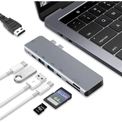 Abbildung von Tradebit USB C Hub I Adapter HDMI 4K Micro SD PD 87W Aluminiumgehäuse Plug &amp; Play Kompatibel mit Laptop und PC