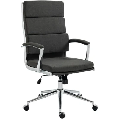 Abbildung von CLP Bürostuhl Cleveland I Ergonomischer Schreibtischstuhl Höhenverstellbar mit Wippfunktion Chefsessel Armlehnen, Farbe:dunkelgrau, Material:Stoff