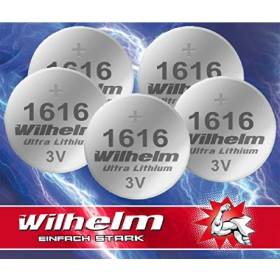 Abbildung von 5 x CR1616 CR 1616 WILHELM Lithium Knopfzelle 3V 55mAh ø16 1,6 mm Batterie DL1616