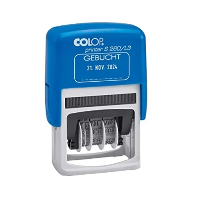 Abbildung von Colop 105654 Datumstempel Printer S260 Gebucht Abdruck blau rot