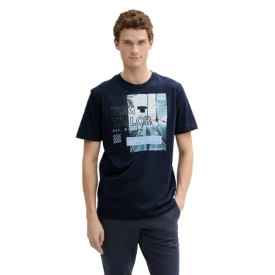 Abbildung von TOM TAILOR Herren 1045896 T Shirt, 10668 Sky Captain Blue, XXL