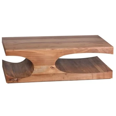 Abbildung von Akazie Massivholz Couchtisch mit Ablagefächern 118 x 70 cm