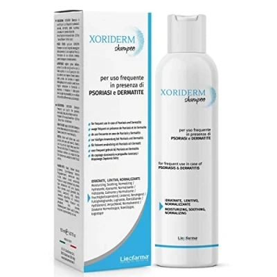 Abbildung von Xoriderm Shampoo, mild, wirksam bei Psoriasis und Dermatitis der Kopfhaut sowie Juckreiz Rötung