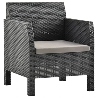 Abbildung von vidaXL Gartenstuhl mit Kissen UV beständig Gartensessel Sessel Stuhl Lounge Gartenmöbel Balkonstuhl Terrassenstuhl PP Rattan Anthrazit