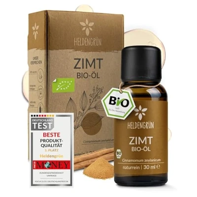 Abbildung von Heldengrün® BIO Zimtöl [100% NATURREIN] Zertifiziertes Lebensmittel zum Einnehmen Echtes ätherisch Zimt Öl Cinnamon Essential Oil