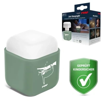 Abbildung von reer SleepLight 2in1 Nachtlicht für die Steckdose und mit Akkubetrieb On Off Sensor Modus Stimmungslicht Kinder Eukalyptus