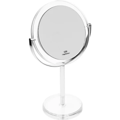 Abbildung von Fantasia Makeup Spiegel rund zweiseitig, normal und 10 fache Vergrößerung, Schminkspiegel freistehend Ø 16cm, Höhe: 30,5cm, Acryl Kosmetikspiegel