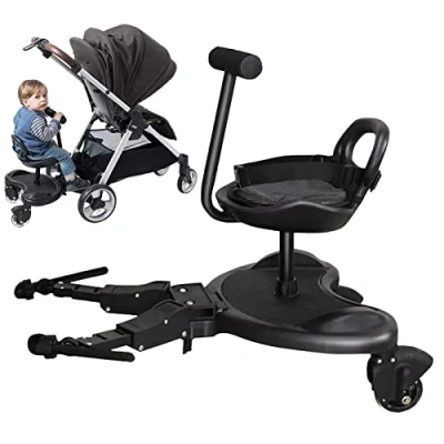 Abbildung von 2 in 1 Kinderwagenbrett mit Sitz Kinderwagenaufsatz, abnehmbarer Sitz, abnehmbares Kinderbrett, Kinderwagen, Rollbrett zum Einkaufen Rianpesn